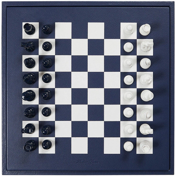 Exclusive Buffalo Blue leather Chess Set